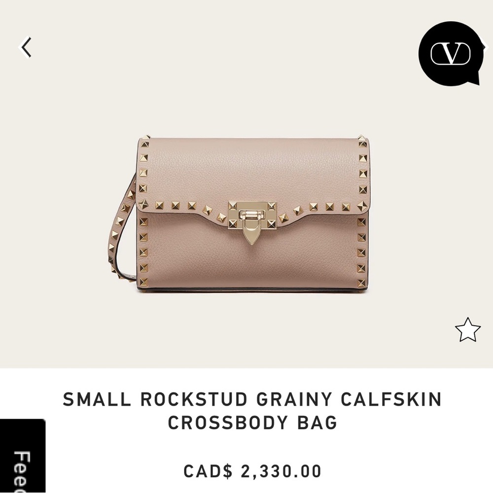 VALENTINO GARAVANI SMALL ROCKSTUD GRAINY CALFSKIN CROSSBODY BAG